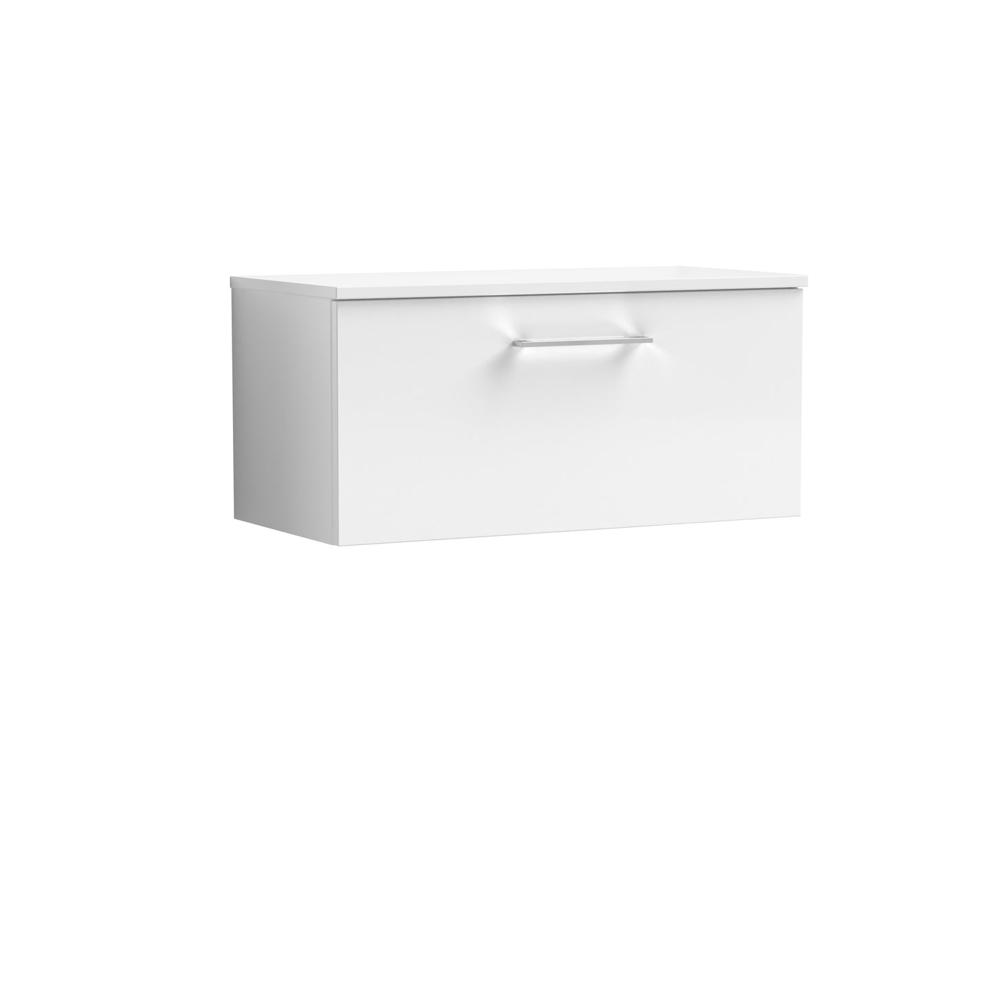 Nuie 800mm Gloss White Wall Hung 1-Drawer Vanity Unit with Worktop