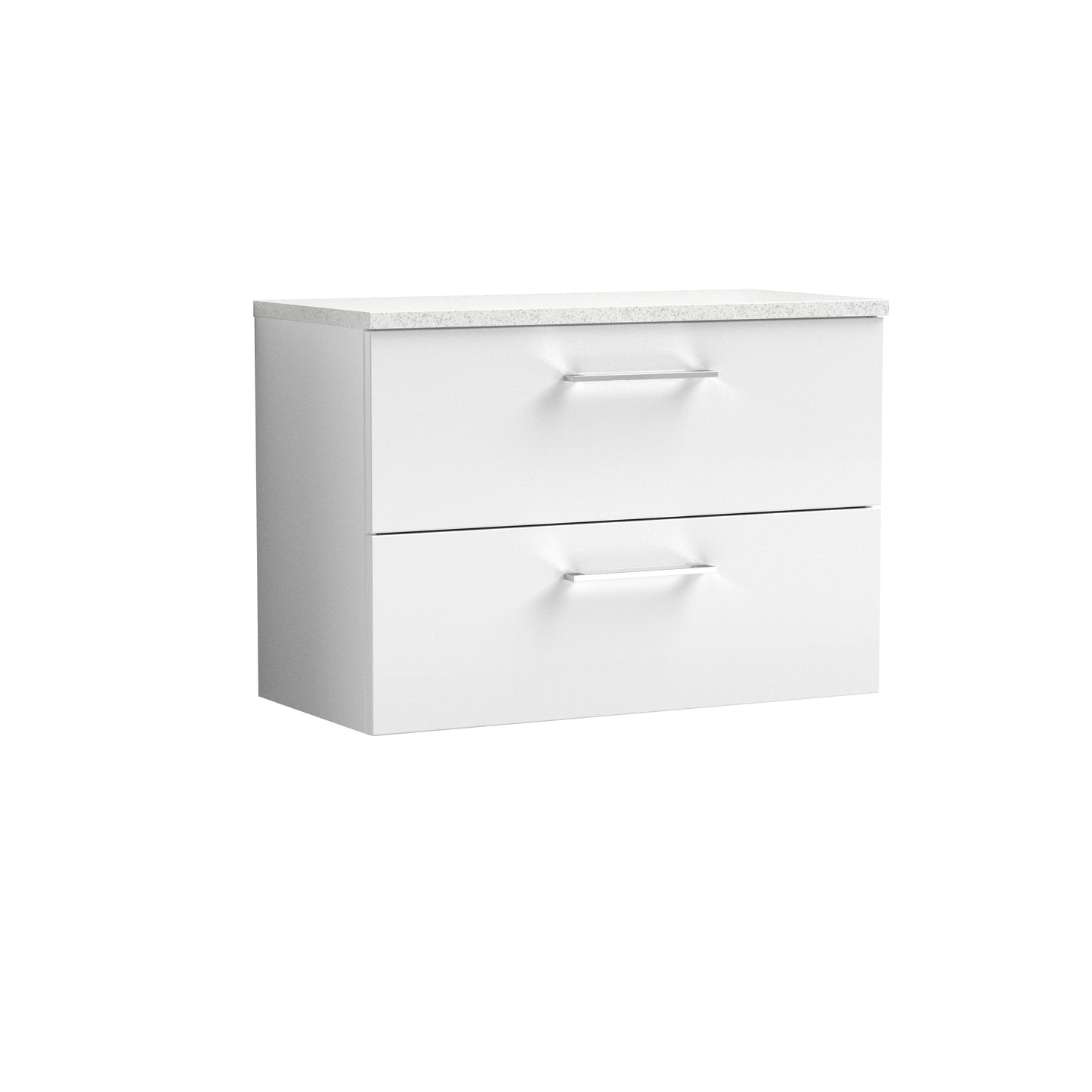 Nuie 800mm Gloss White Wall Hung 2-Drawer Vanity Unit With Laminate Top