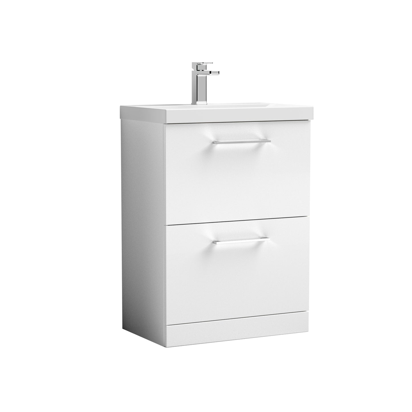 Arno 600mm Floor Standing 2-Drawer Bathroom Vanity Unit With Thin-Edge Basin by Nuie