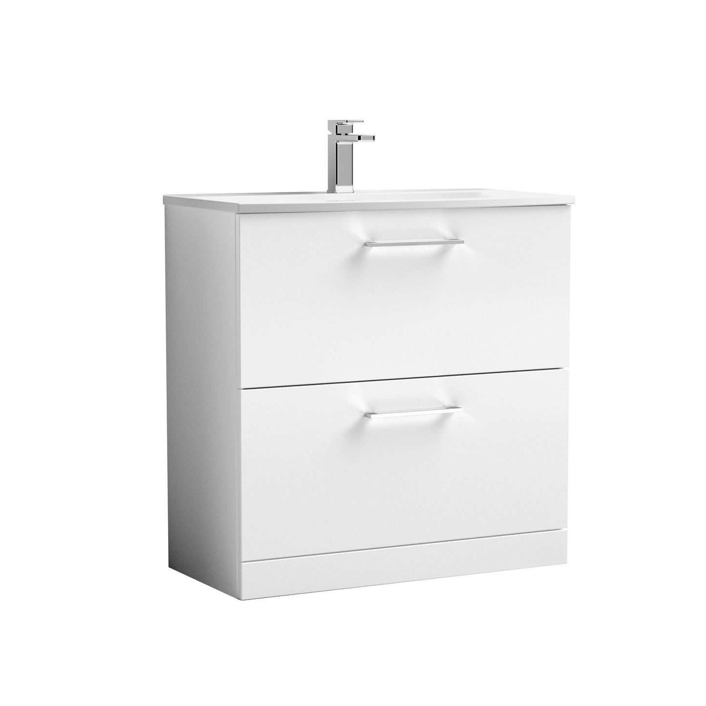 Arno 800mm Floor Standing 2-Drawer Vanity Unit with Curved Basin by Nuie