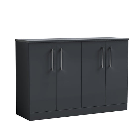 Nuie 1200mm Soft Black 2 Door Floor Standing Vanity Unit With Worktop & Handles