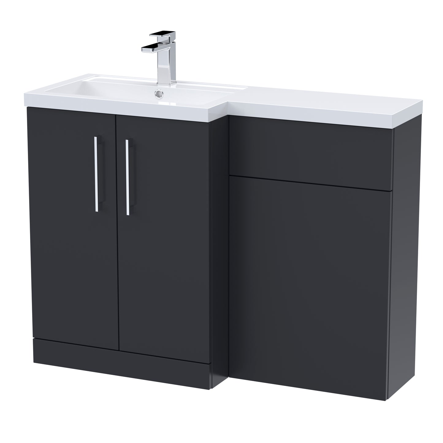 Arno 1100mm Floor Standing Combination Unit with L-Shape Polymarble Basin by Nuie