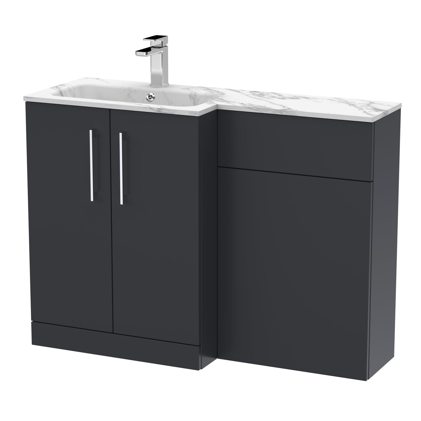 Arno 1100mm Left Handed Floor Standing Combination Unit with L-Shape Marble Stone Basin by Nuie