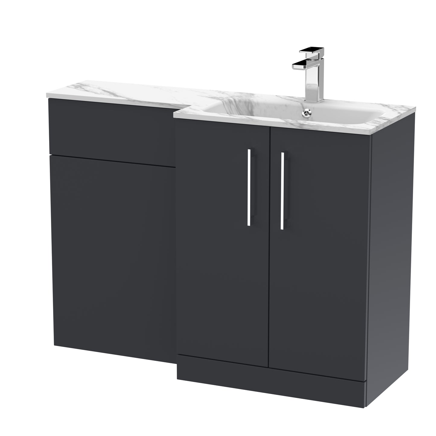 Arno 1100mm Right Handed Floor Standing Combination Unit with L-Shape Marble Stone Basin by Nuie