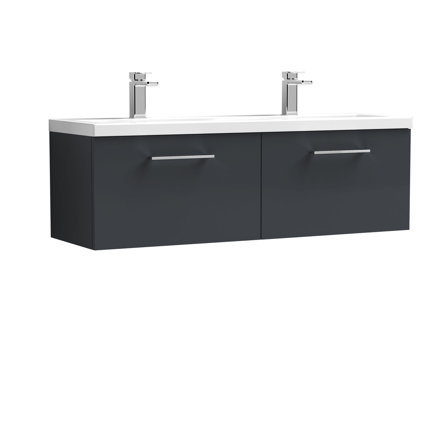 Arno 1200mm Wall Hung 2-Drawer Vanity Unit with Twin Ceramic Basin by Nuie