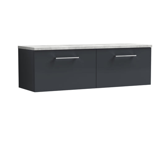 Nuie 1200mm Soft Black Wall Hung Vanity Unit With Laminate Worktop