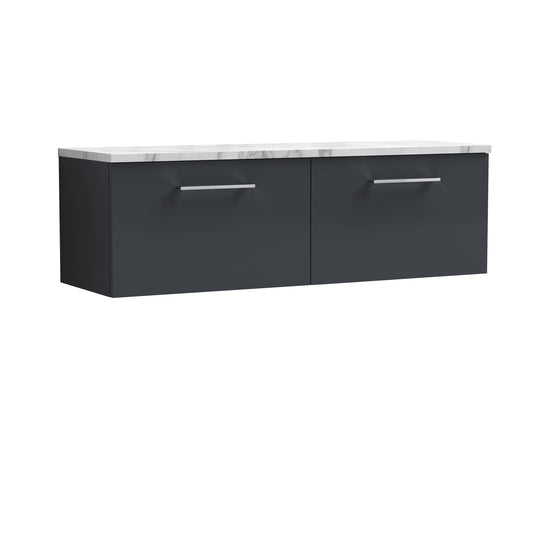 Nuie 1200mm Wall Hung 2-Drawer Vanity Unit With Laminate Worktop