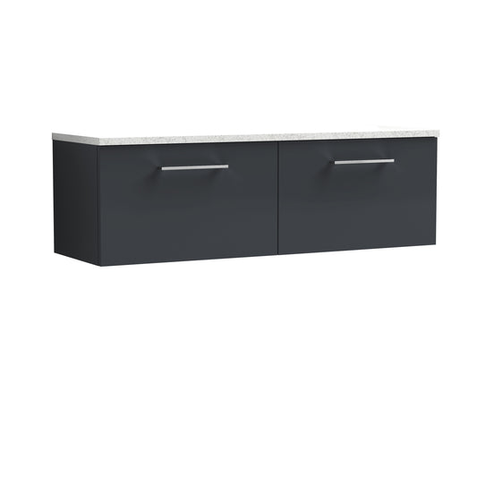 Nuie 1200mm Wall Hung 2-Drawer Vanity Unit With Laminate Worktop