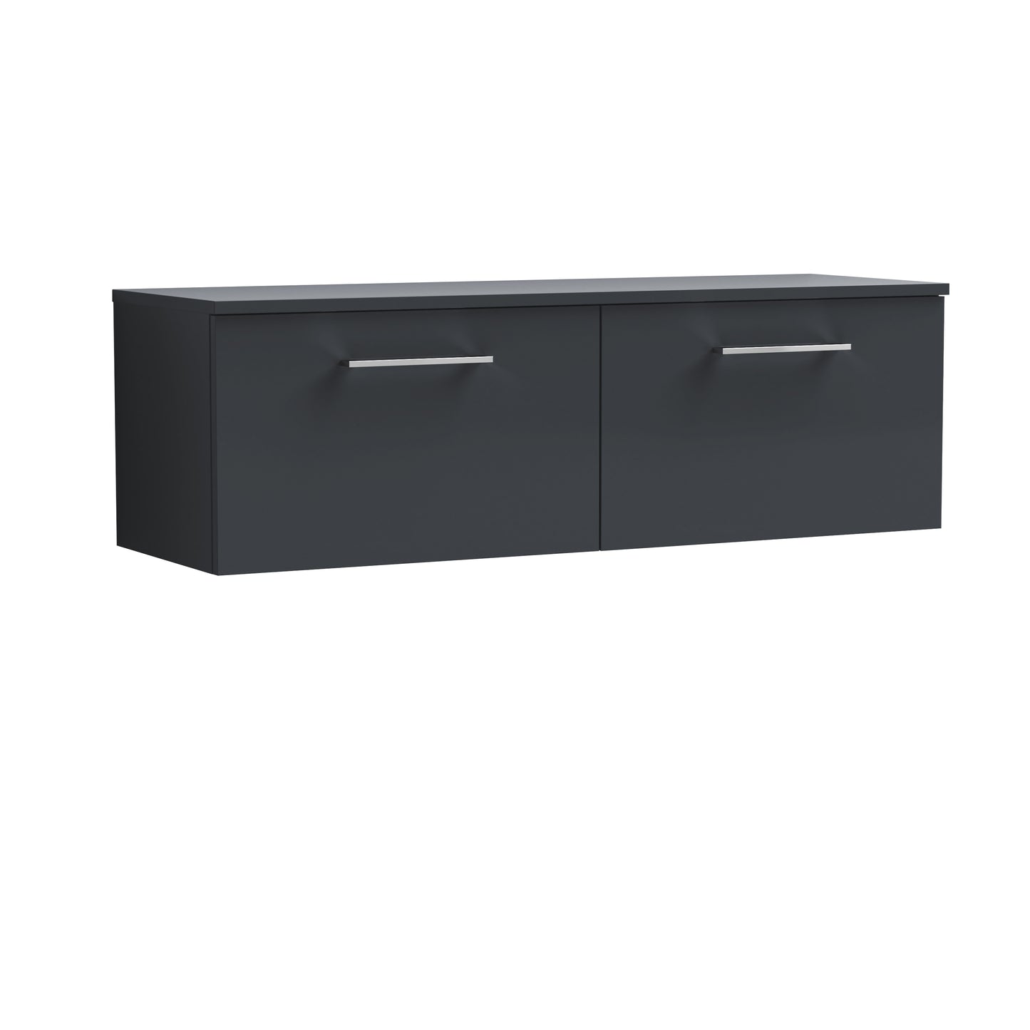 Nuie 1205mm Soft Black Wall Hung 2 Drawer Vanity Unit With Worktop