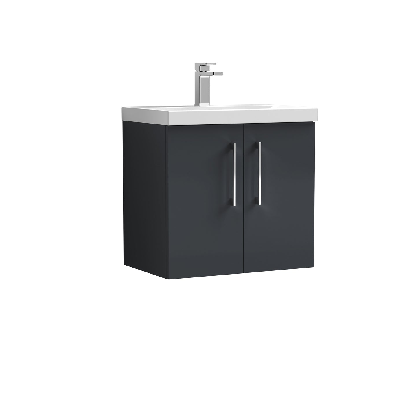 Arno 600mm Wall Hung 2-Door Vanity Unit with Mid-Edge Basin by Nuie