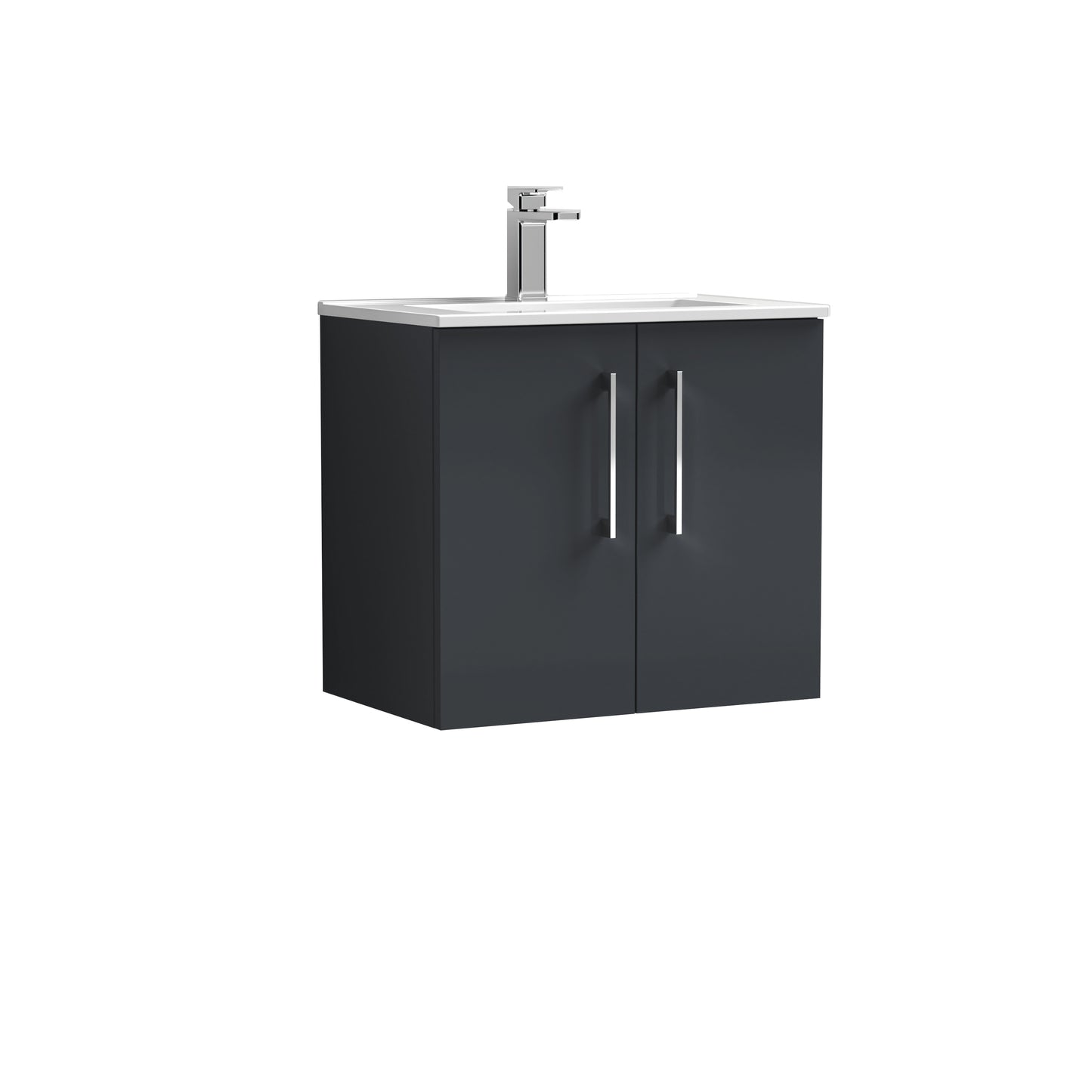 Arno 600mm Wall Hung 2 Door Vanity Unit with Minimalist Basin by Nuie