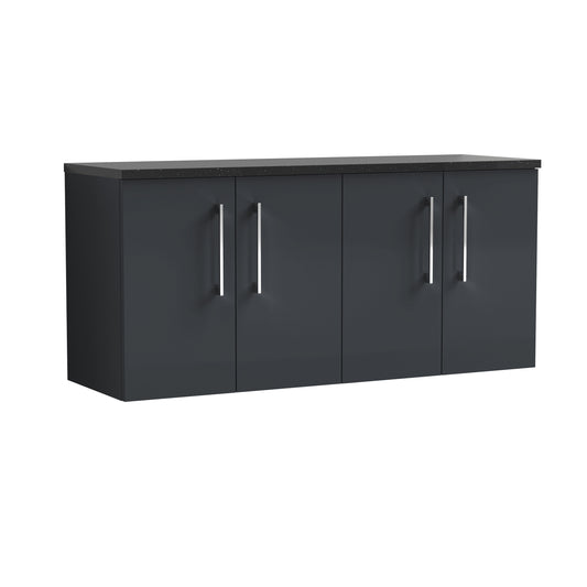 Nuie 1200mm Soft Black Wall Hung Vanity Unit With Laminate Worktop