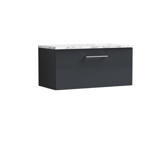 Nuie 800mm Wall Hung 1-Drawer Vanity Unit with Soft Close Drawer & Laminate Worktop