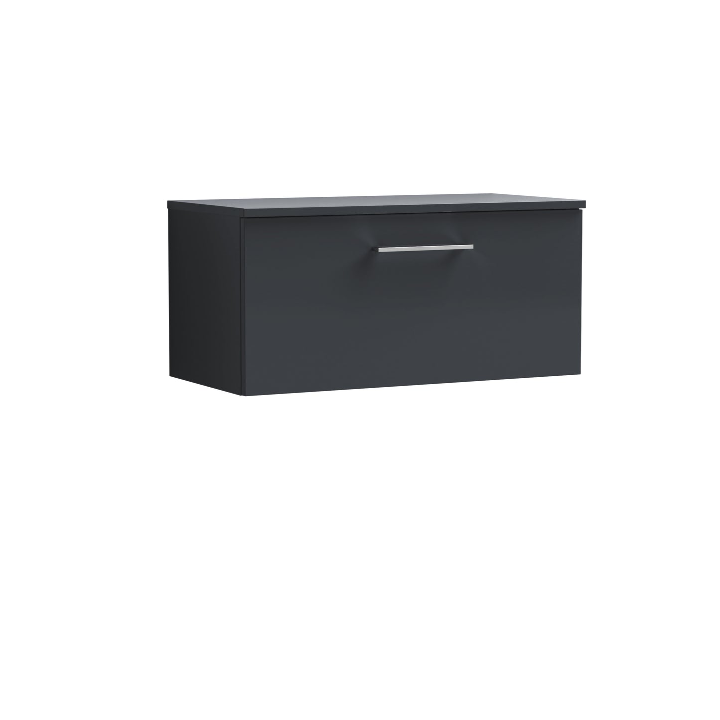 Nuie 800mm Soft Black Wall Hung Soft Close 1 Drawer Vanity Unit With Worktop