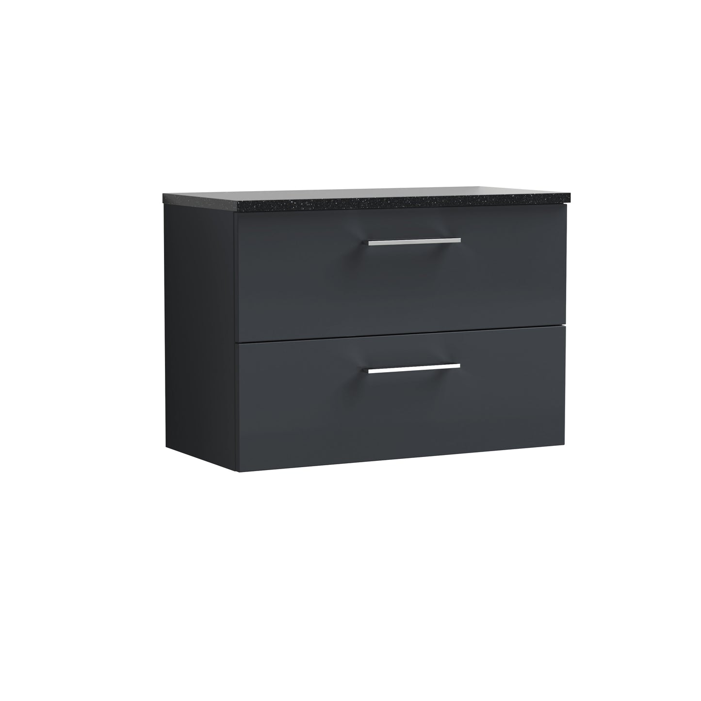 Nuie Arno 805mm Soft Black Wall Hung Vanity Unit With Soft Close Drawers & Laminate Worktop