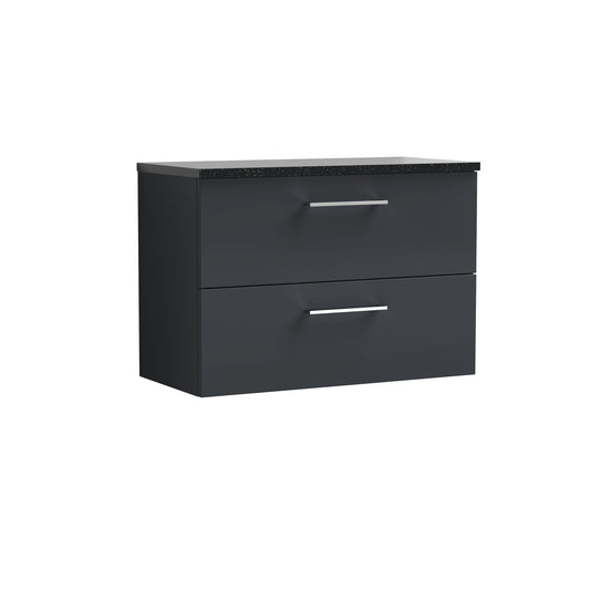 Nuie Arno 805mm Soft Black Wall Hung Vanity Unit With Soft Close Drawers & Laminate Worktop