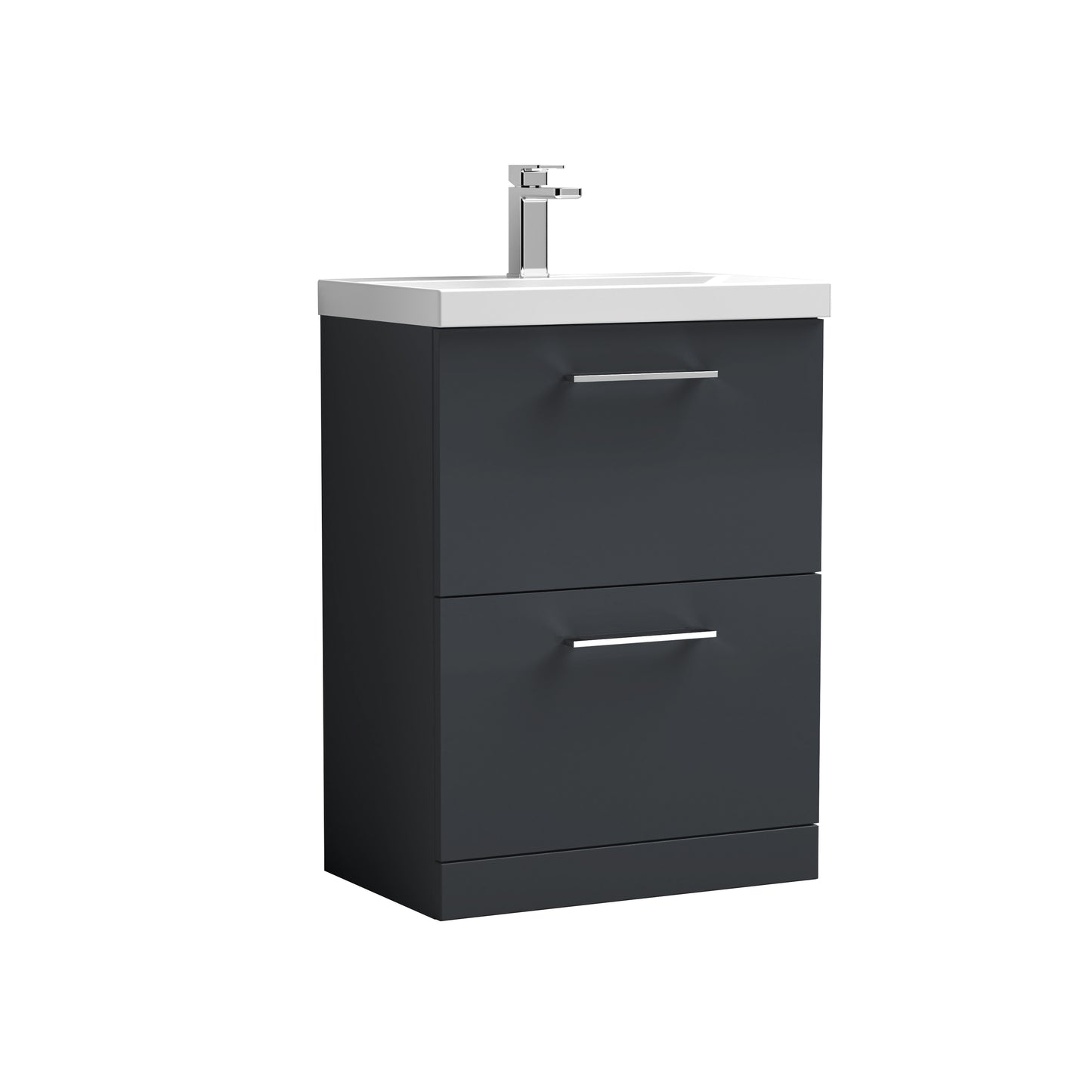 Arno 600mm Floor Standing 2-Drawer Bathroom Vanity Unit With Thin-Edge Basin by Nuie
