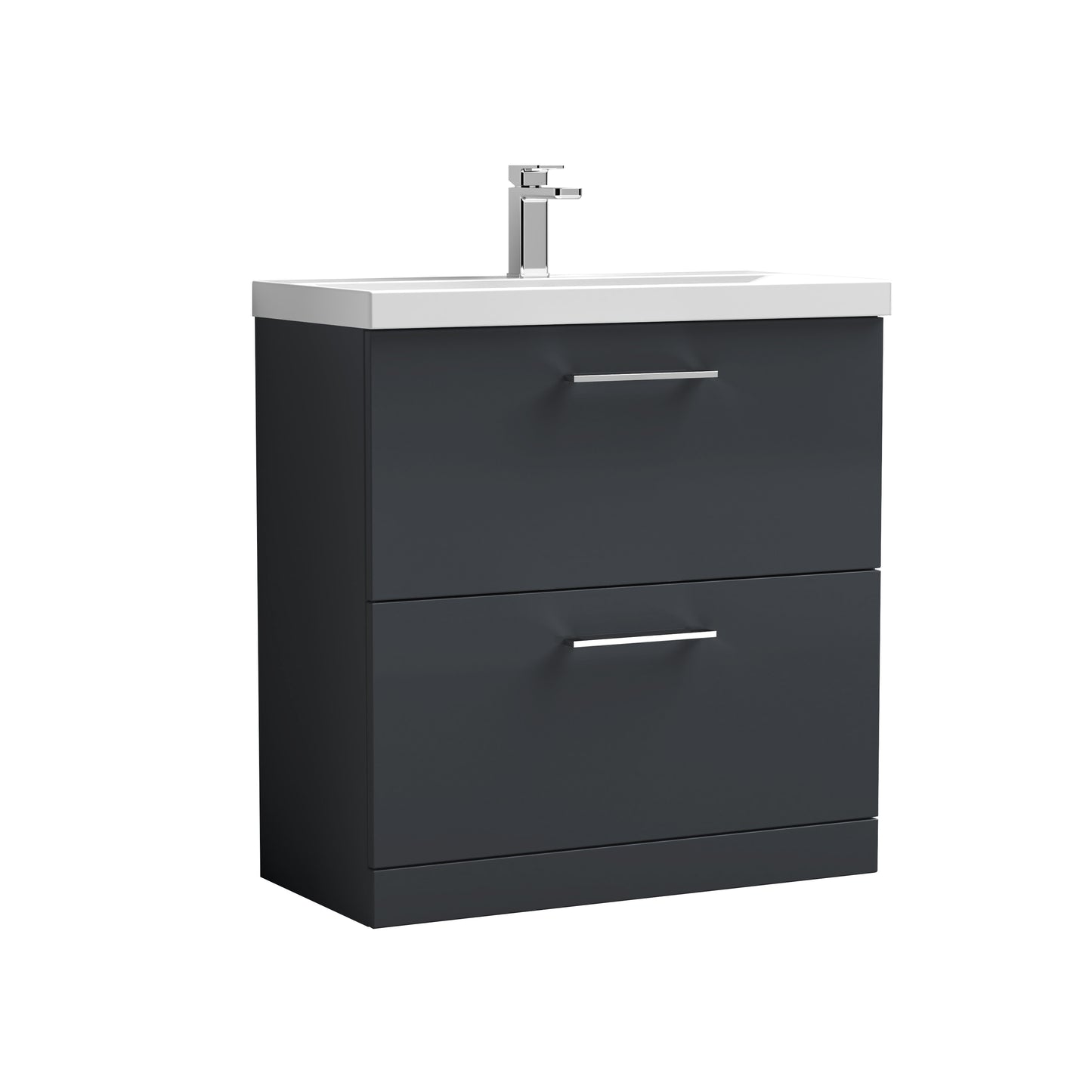 Arno 800mm Bathroom Floor Standing 2-Drawer Vanity Unit with Mid-Edge Basin by Nuie