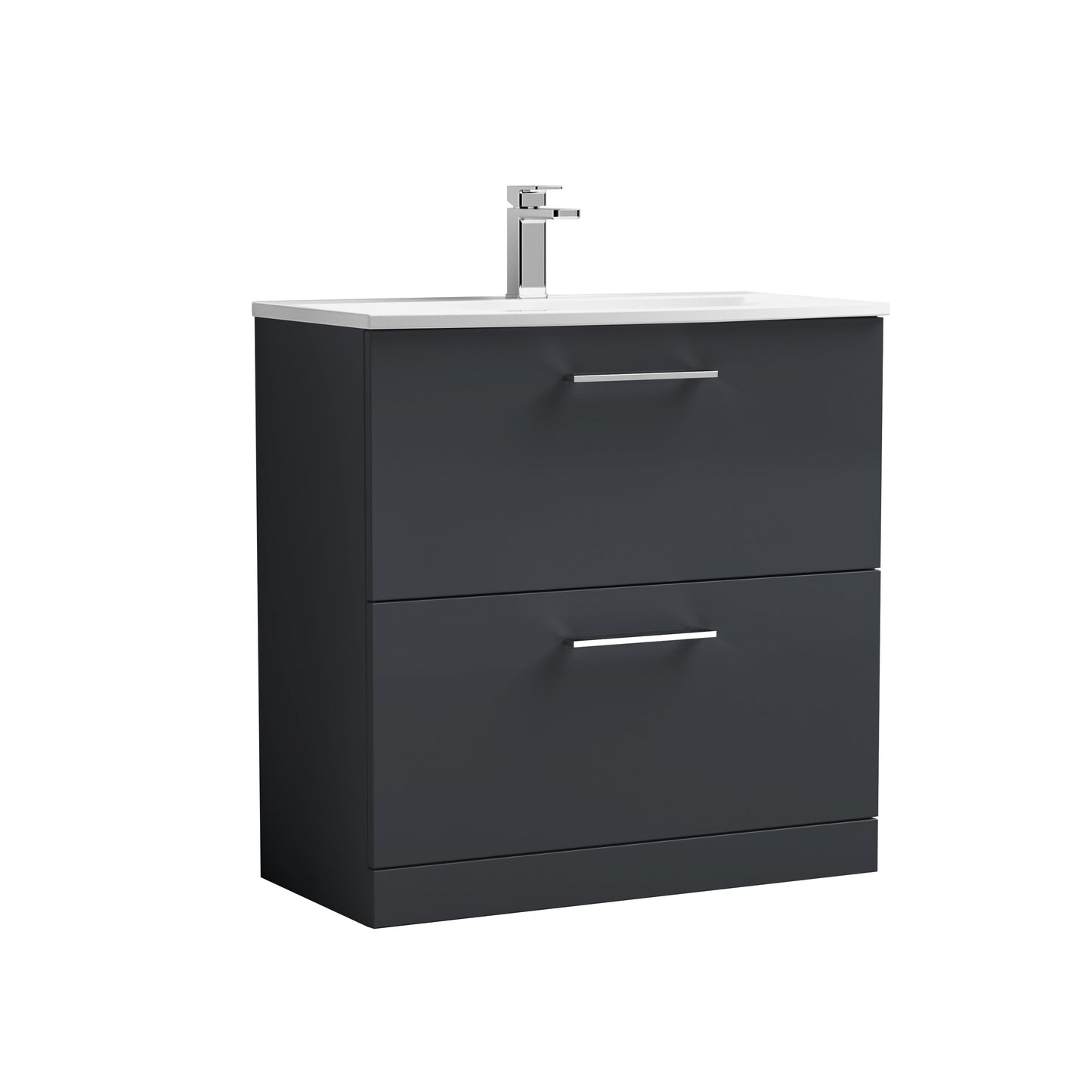 Arno 800mm Floor Standing 2-Drawer Vanity Unit with Curved Basin by Nuie