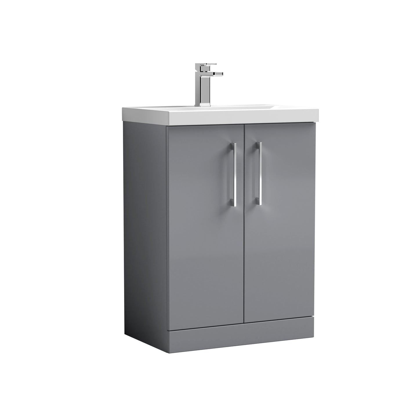 Arno 600mm Modern Floor Standing 2-Door Vanity Unit with Thin-Edge Basin by Nuie