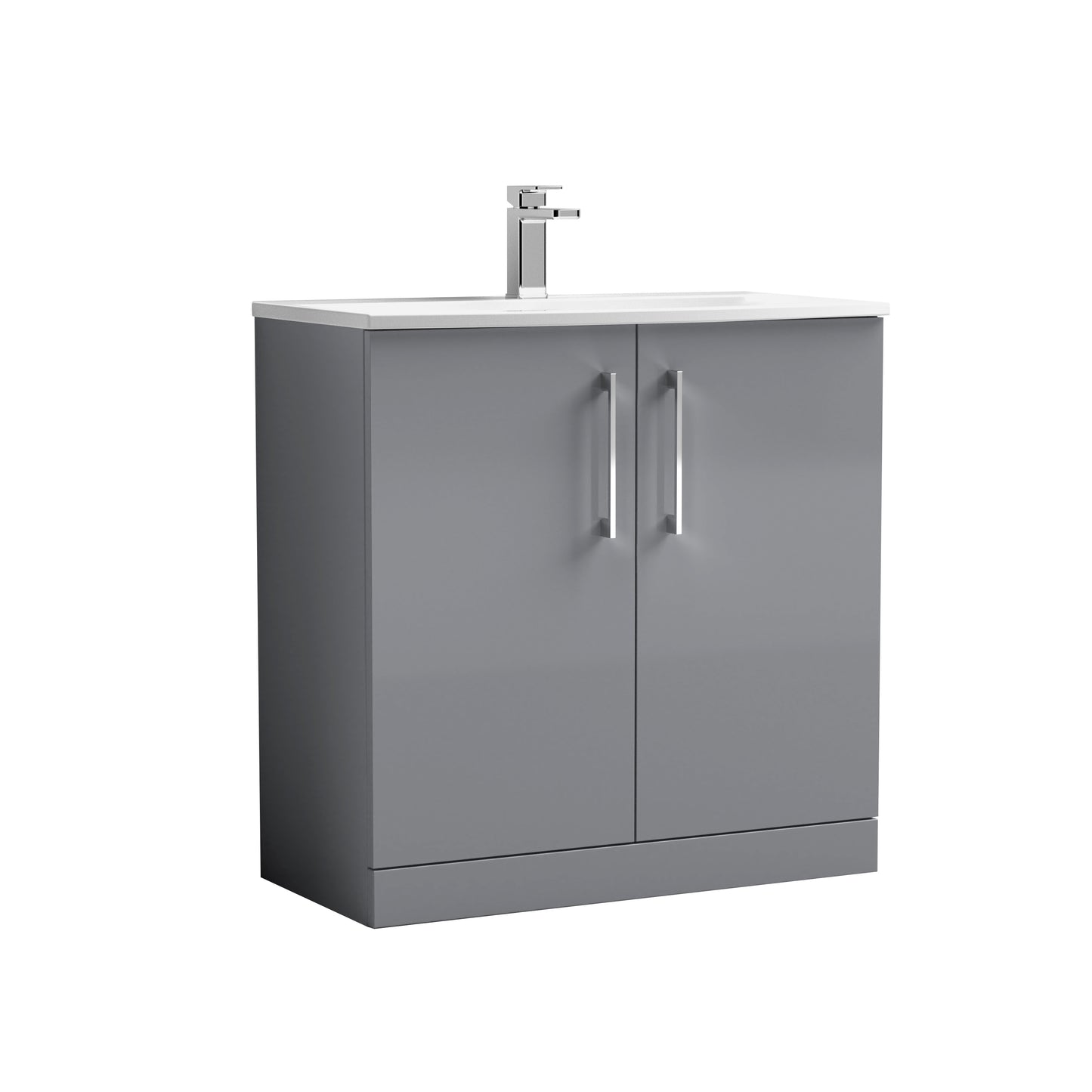 Arno 800mm Floor Standing 2-Door Vanity Unit with Curved Basin by Nuie