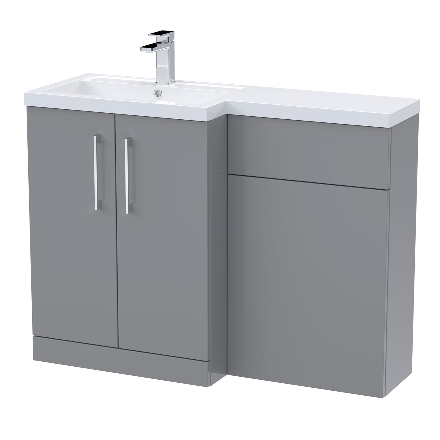 Arno 1100mm Floor Standing Combination Unit with L-Shape Polymarble Basin by Nuie