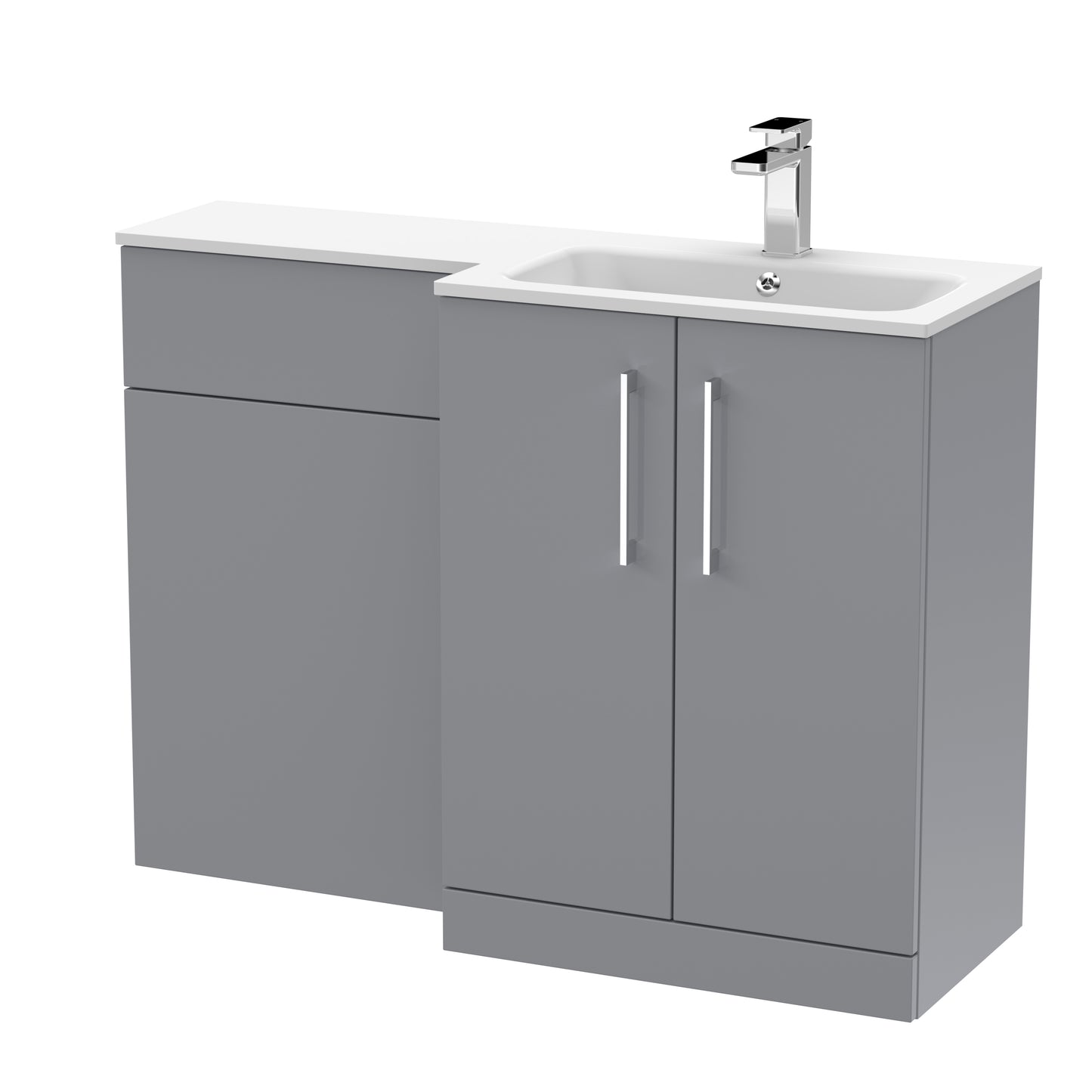 Arno 1100mm Right Handed Floor Standing Combination Unit with L-Shape Stone Basin by Nuie