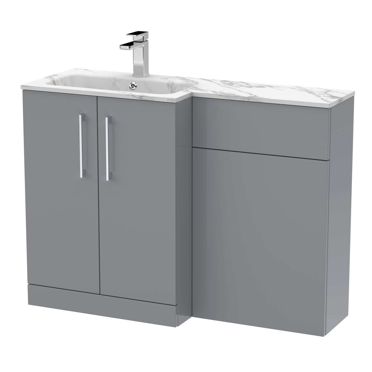 Arno 1100mm Left Handed Floor Standing Combination Unit with L-Shape Marble Stone Basin by Nuie