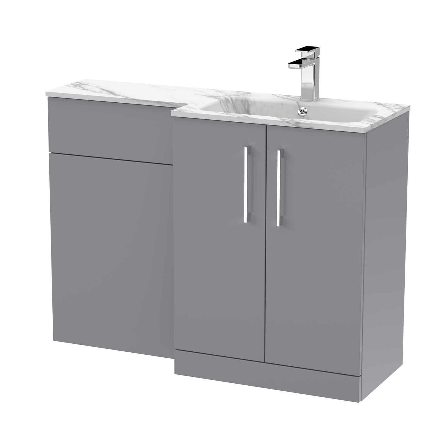 Arno 1100mm Right Handed Floor Standing Combination Unit with L-Shape Marble Stone Basin by Nuie