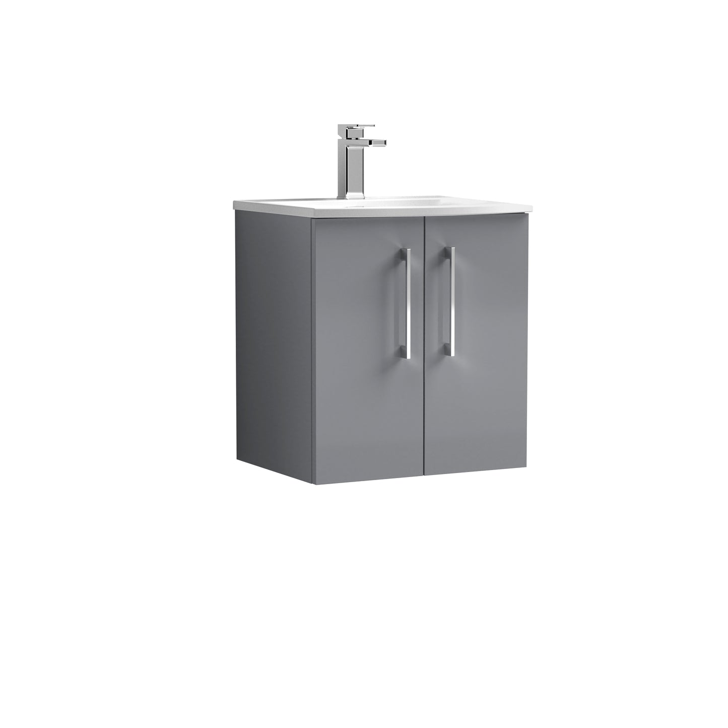 Arno 500mm Wall Hung 2 Door Vanity Unit with Curved Basin by Nuie