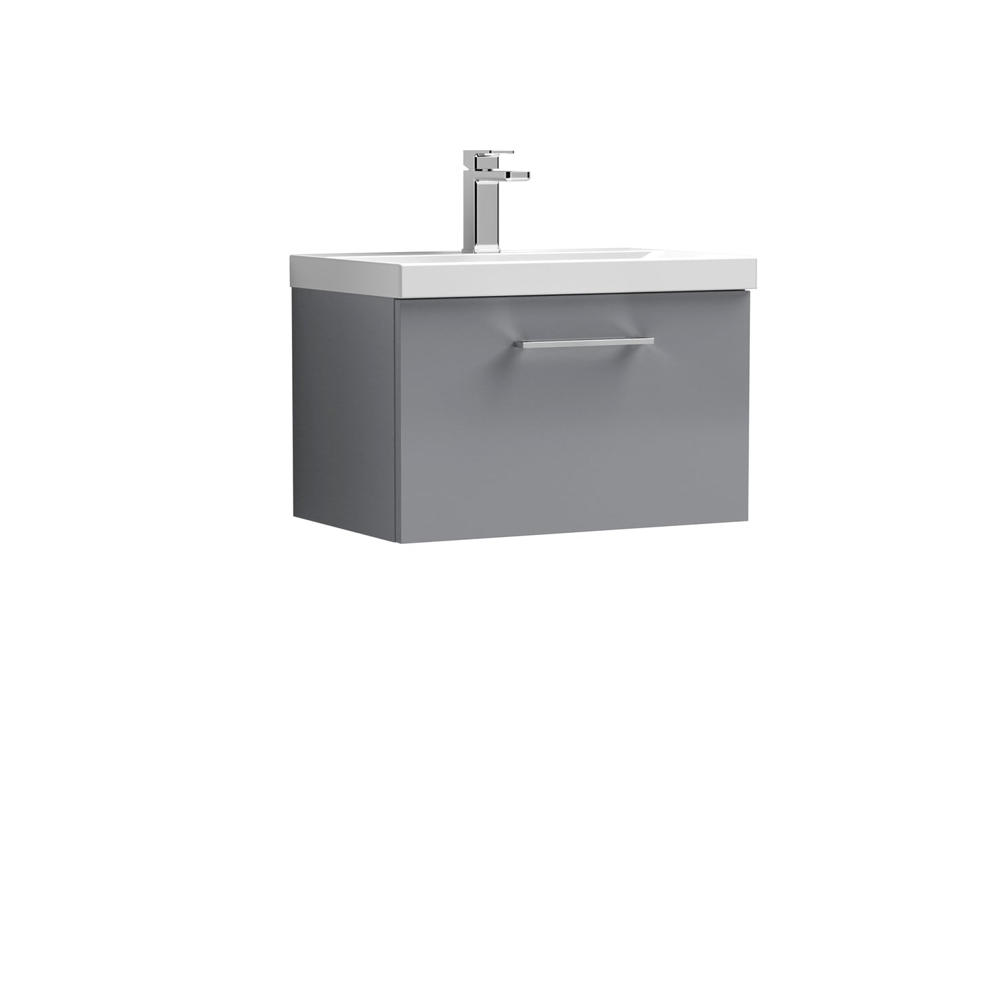 Arno 600mm Wall Hung 1 Drawer Vanity Unit with Mid-Edge Basin by Nuie
