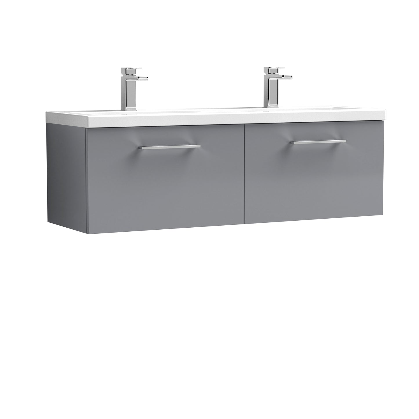 Arno 1200mm Wall Hung 2-Drawer Vanity Unit with Twin Ceramic Basin by Nuie