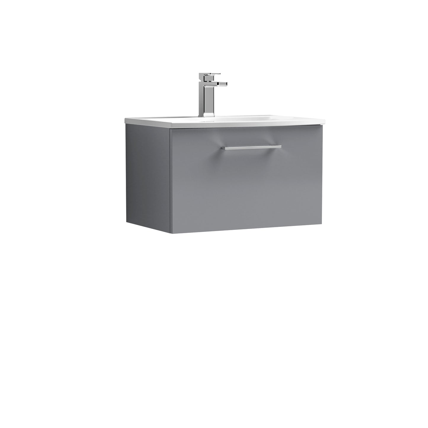 Arno 600mm Wall Hung 1 Drawer Vanity Unit with Curved Basin by Nuie