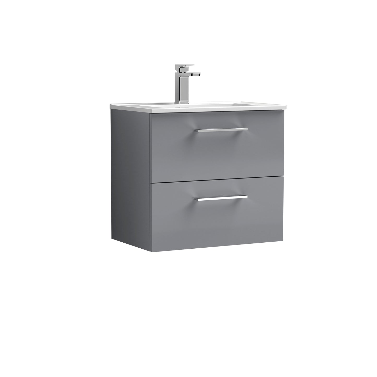 Arno 600mm Wall Hung 2-Drawer Vanity Unit with Minimalist Basin by Nuie