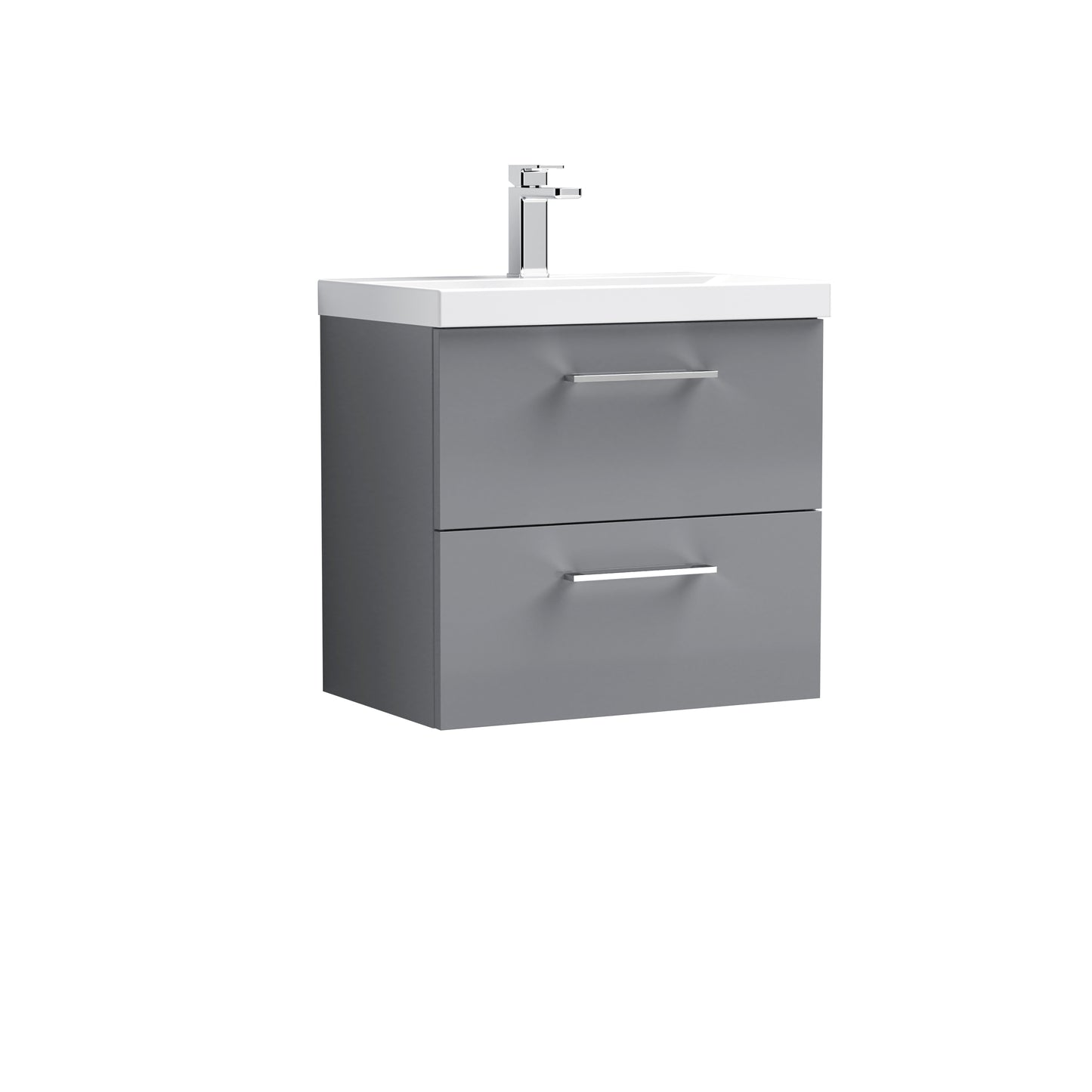 Arno 600mm Wall Hung 2-Drawer Vanity Unit with Thin-Edge Basin by Nuie