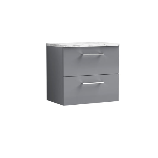 Nuie 600mm Wall Hung 2-Drawer Vanity Unit With Laminate Worktop