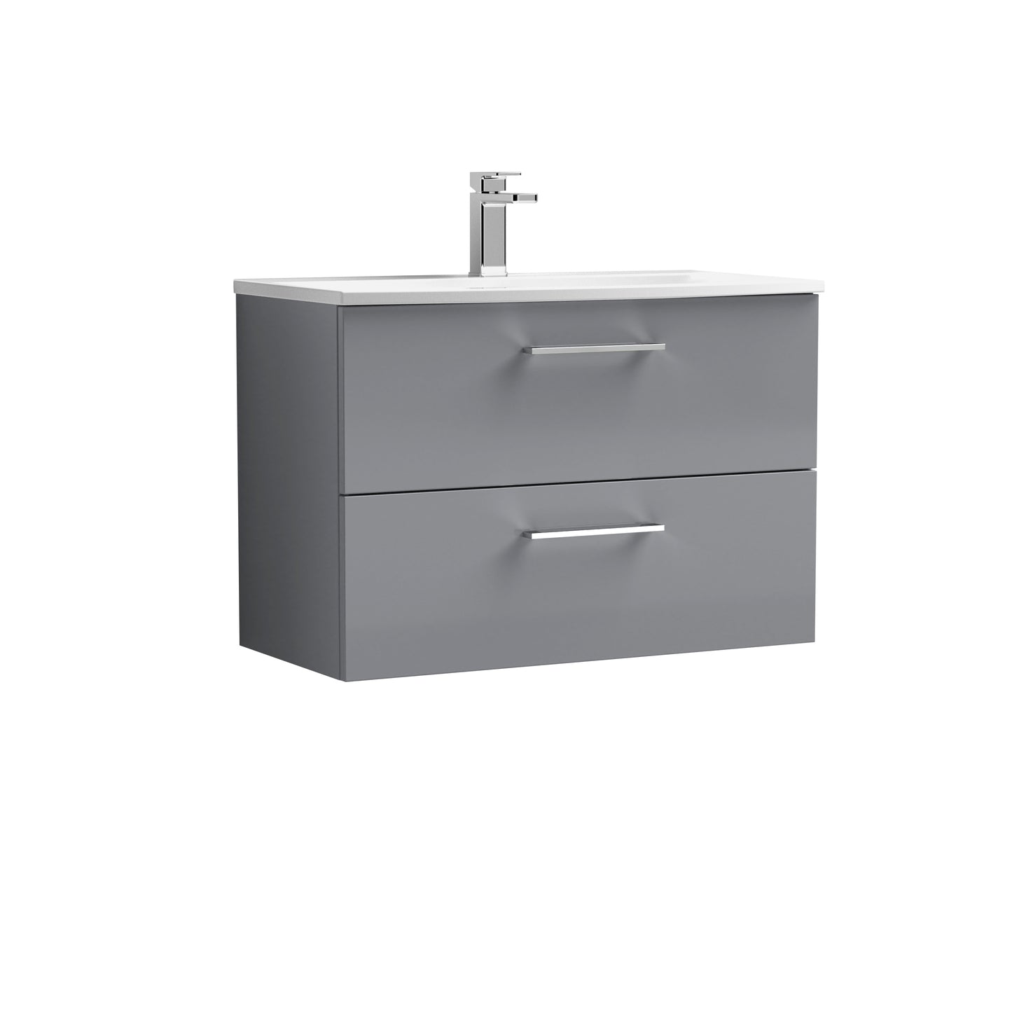 Arno 800mm Wall Hung 2-Drawer Vanity Unit with Curved Basin by Nuie