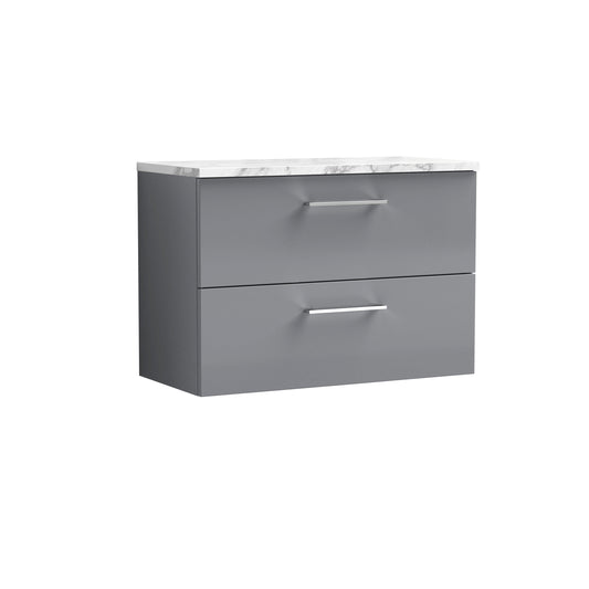 Nuie 800mm Wall Hung 2-Drawer Vanity Unit With Laminate Worktop
