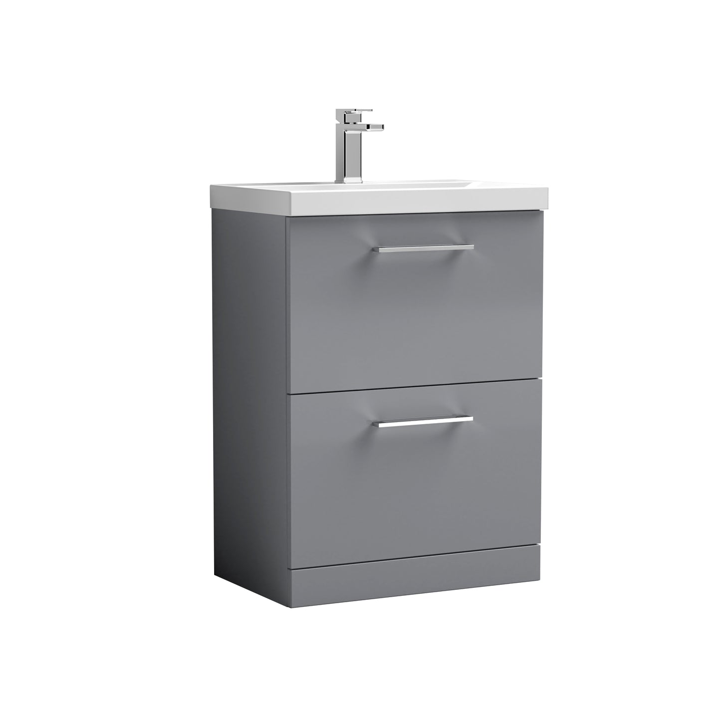 Arno 600mm Floor Standing 2-Drawer Vanity Unit with Mid-Edge Basin by Nuie