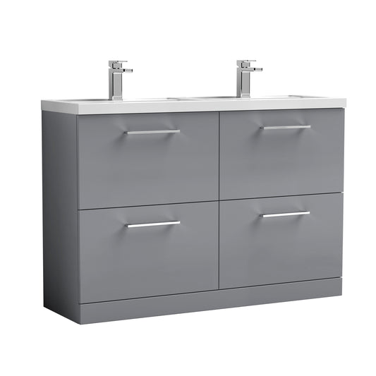 Nuie Arno 1200mm Floor Standing 4 Drawer Double Basin Vanity Unit