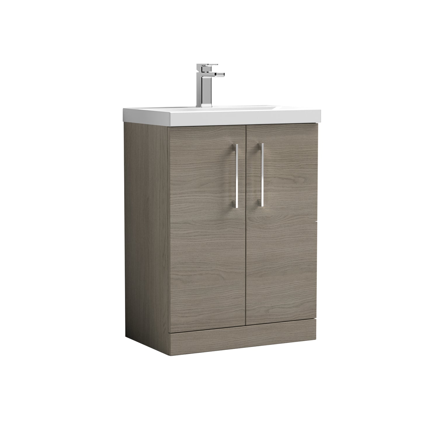 Arno 600mm Floor Standing 2-Door Bathroom Vanity Unit with Mid-Edge Basin by Nuie
