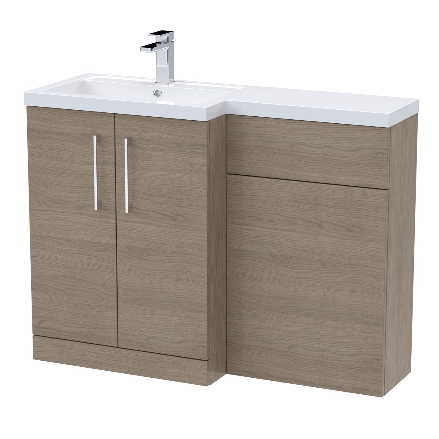 Arno 1100mm Floor Standing Combination Unit with L-Shape Polymarble Basin by Nuie