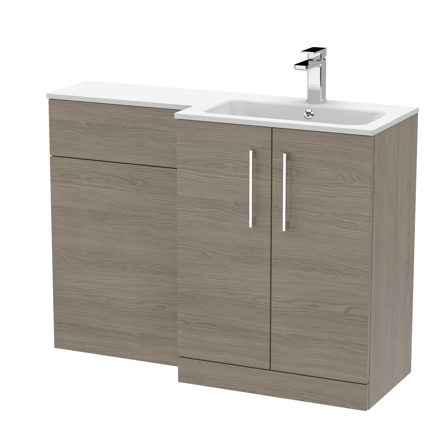 Arno 1100mm Right Handed Floor Standing Combination Unit with L-Shape Stone Basin by Nuie