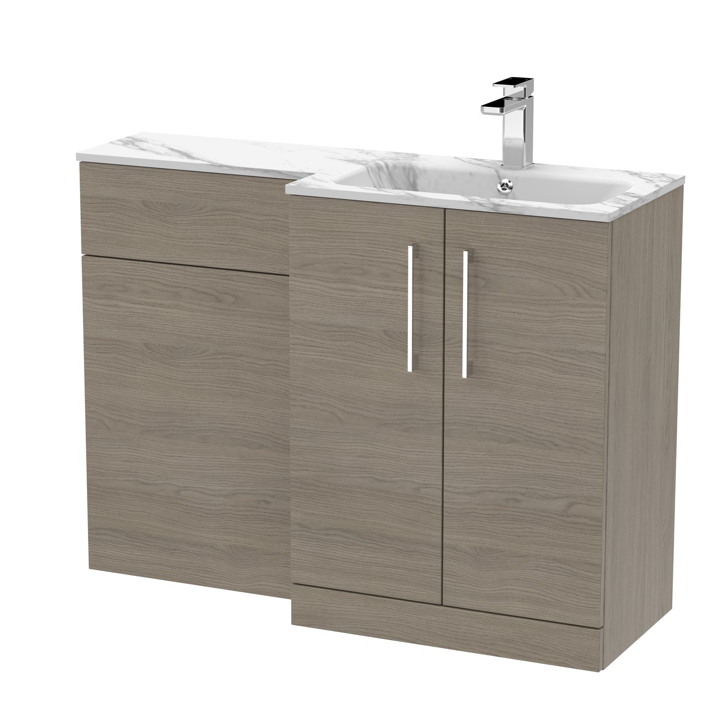 Arno 1100mm Right Handed Floor Standing Combination Unit with L-Shape Marble Stone Basin by Nuie
