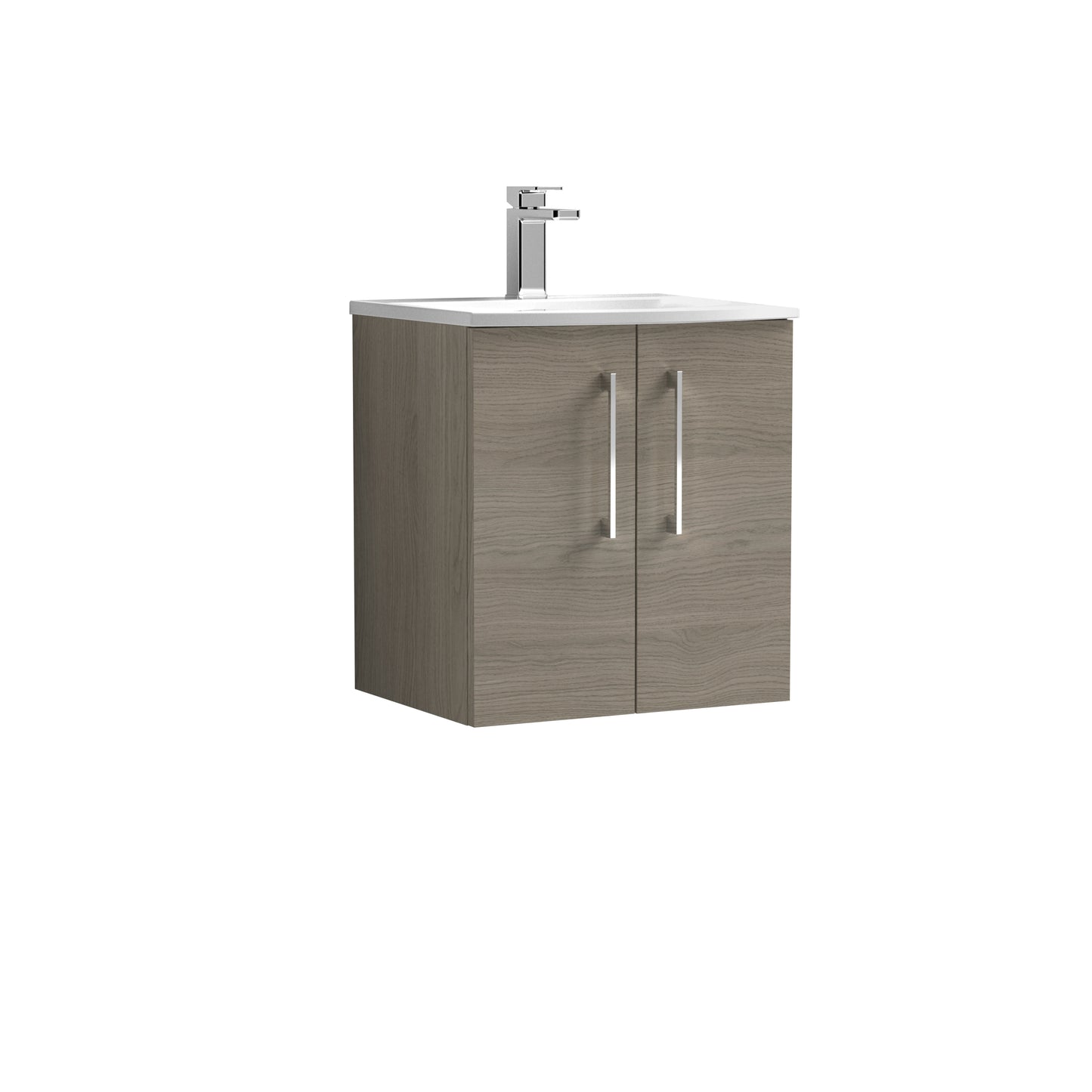 Arno 500mm Wall Hung 2 Door Vanity Unit with Curved Basin by Nuie