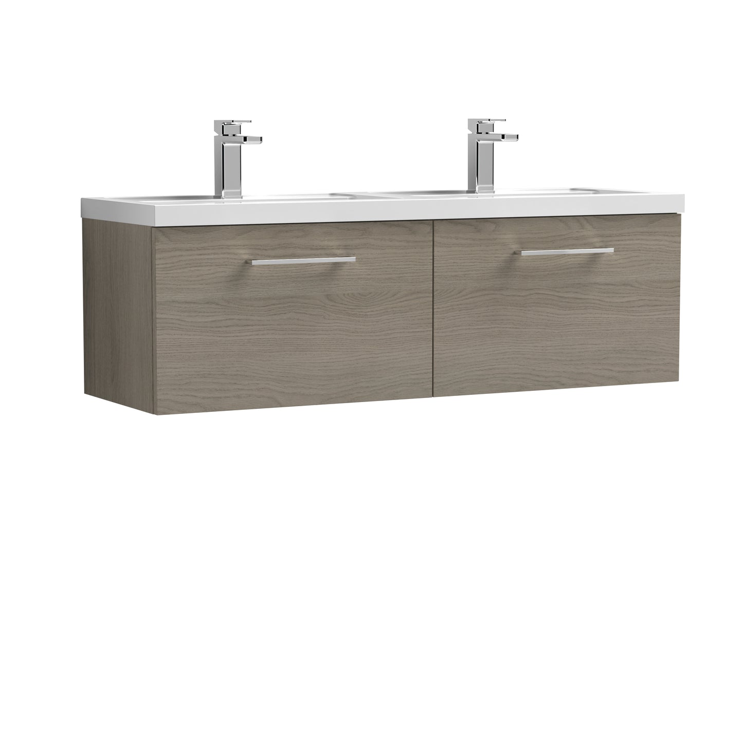 Arno 1200mm Wall Hung 2-Drawer Soft Close Vanity Unit with Twin Polymarble Basin by Nuie