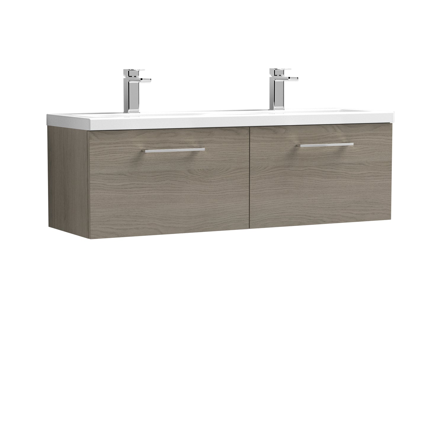 Arno 1200mm Wall Hung 2-Drawer Vanity Unit with Twin Ceramic Basin by Nuie