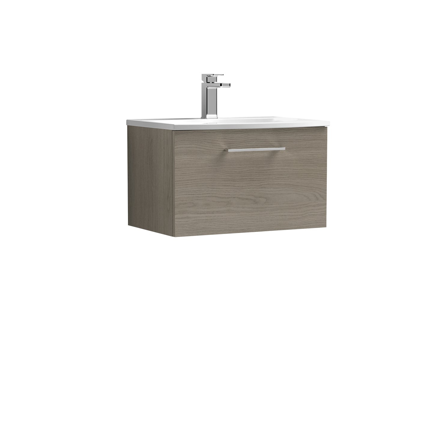 Arno 600mm Wall Hung 1 Drawer Vanity Unit with Curved Basin by Nuie