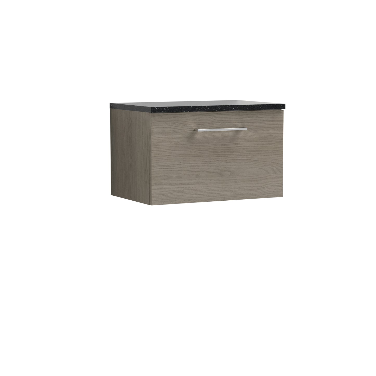Nuie 600mm Solace Oak Wall Hung 1-Drawer Vanity Unit With Laminate Top