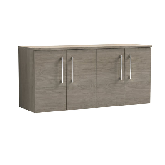 Nuie 1205mm Solace Oak Wall Hung 2-Door Vanity Unit With Worktop